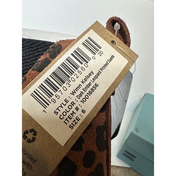 NWT Toms Size 6 Black Brown Leopard Print Suede Kelsey Bootie High Wedge Boot - Picture 6 of 11